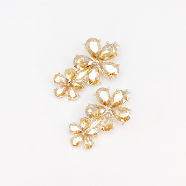 Lot de barrettes motif fleur strass orangé