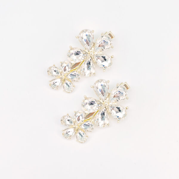 Lot de barrettes motif fleur strass transparent