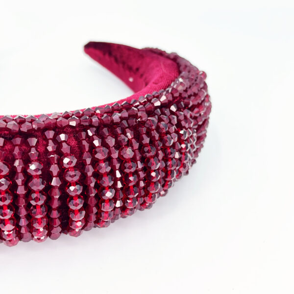 Serre-tête large à strass bordeaux – Image 3