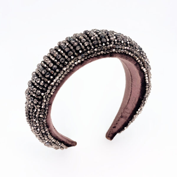 Serre-tête large à strass brun