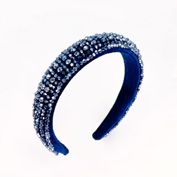 Serre-tête fin à strass bleu nuit