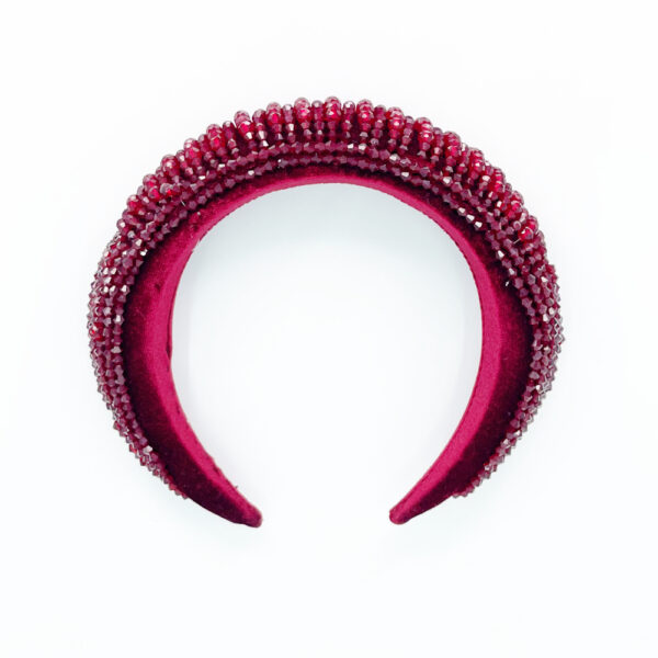Serre-tête large à strass bordeaux – Image 5