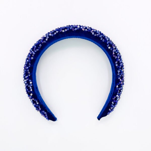Serre-tête large bleu à strass en losanges – Image 6
