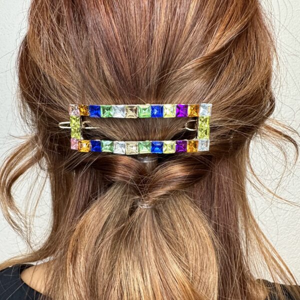 Lot de barrettes rectangle à strass multicolores