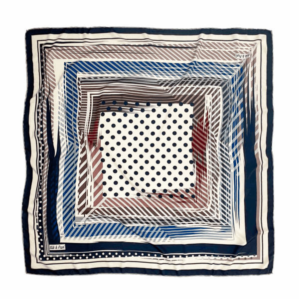 Imprimé à rayures et , pois bleu & brun