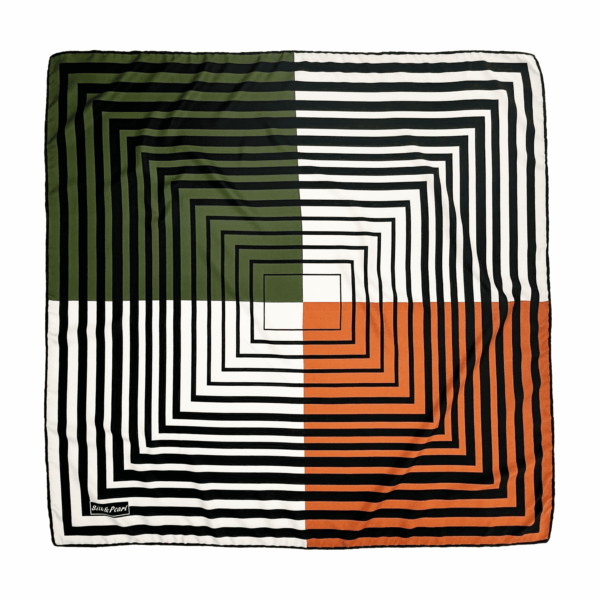 Imprimé graphique rayures orange blanc et vert