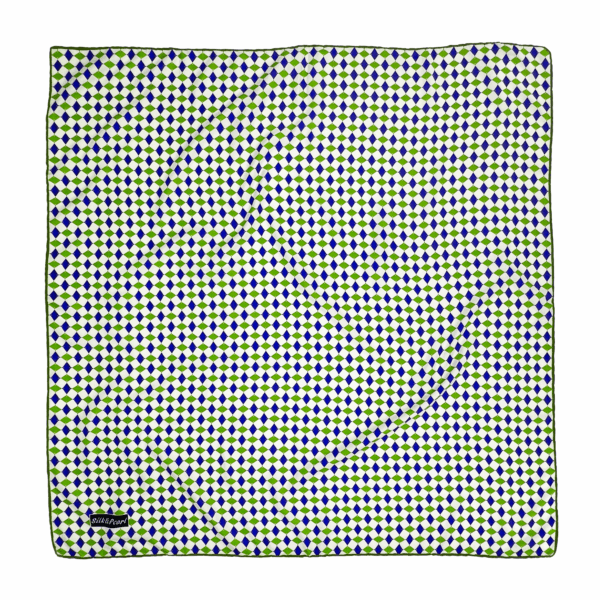 Imprimé graphique losanges vert et bleu